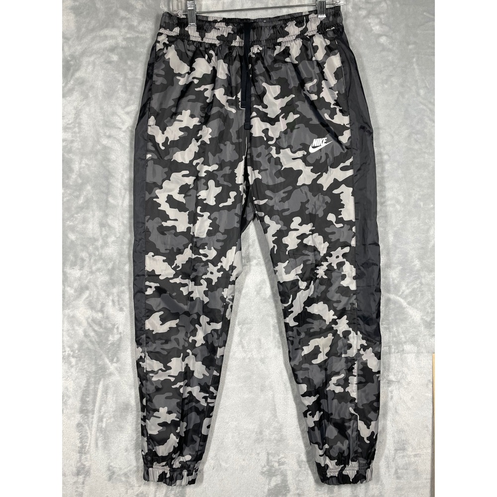 Nike Mens Camo Track Pants Grey Black Camouflage Mesh Lined Joggers Small 4202